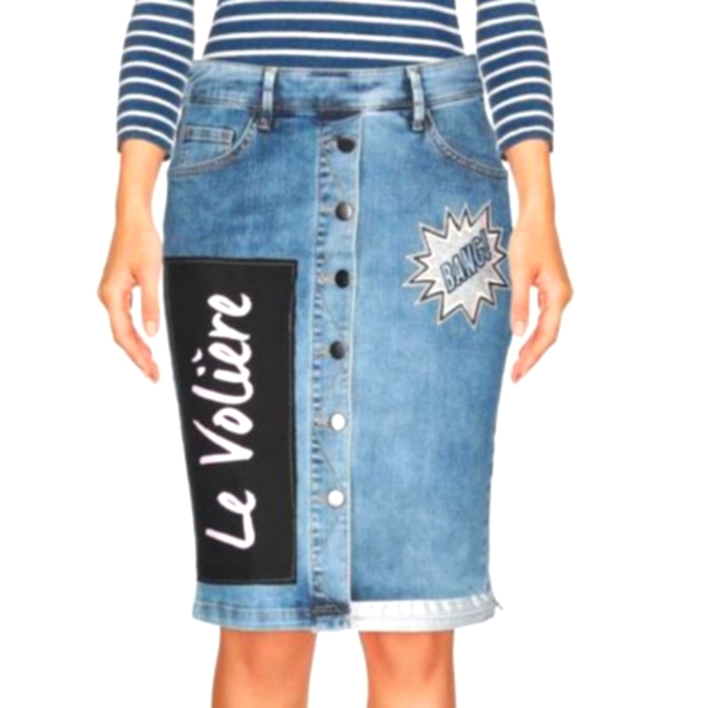 NWT - Le Volière Denim Pencil Skirt